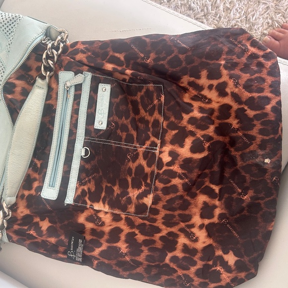 B. Makowsky Mint Leather Hobo — Leopard Lining, Chain Strap - Picture 8 of 11